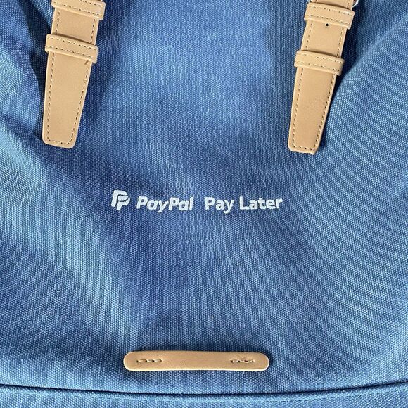 PayPal Pay Later Backpack Blue Canvas Top Load Laptop Travel Office Employee - Picture 2 of 8